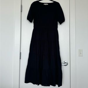 LOFT Women’s Cutout Black Tiered Midi Dress L